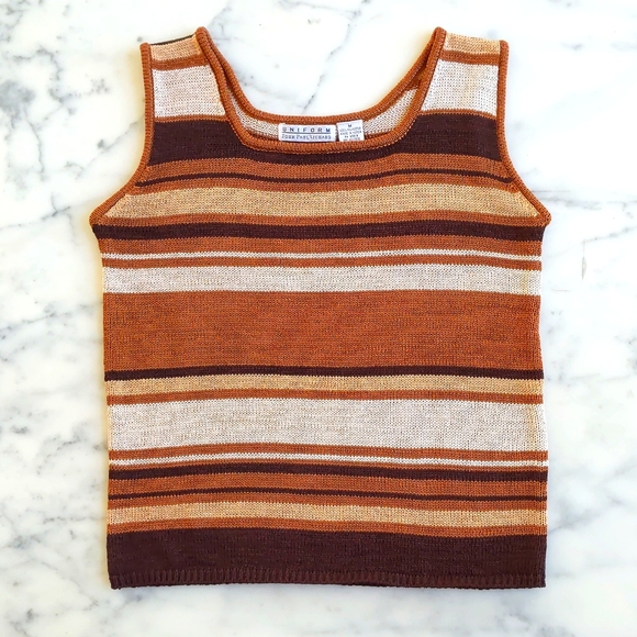 NWOT. JohnPaulRichard Multicolor Knit Stripe Vest. - Picture 3 of 4
